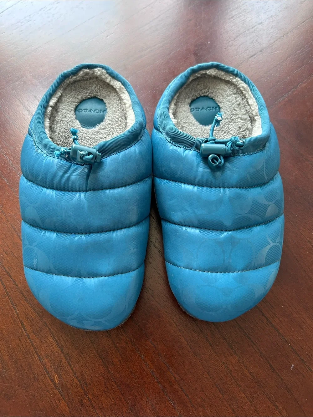 Coach Women's Plush Shearling Slippers in Light blue size 6.5B